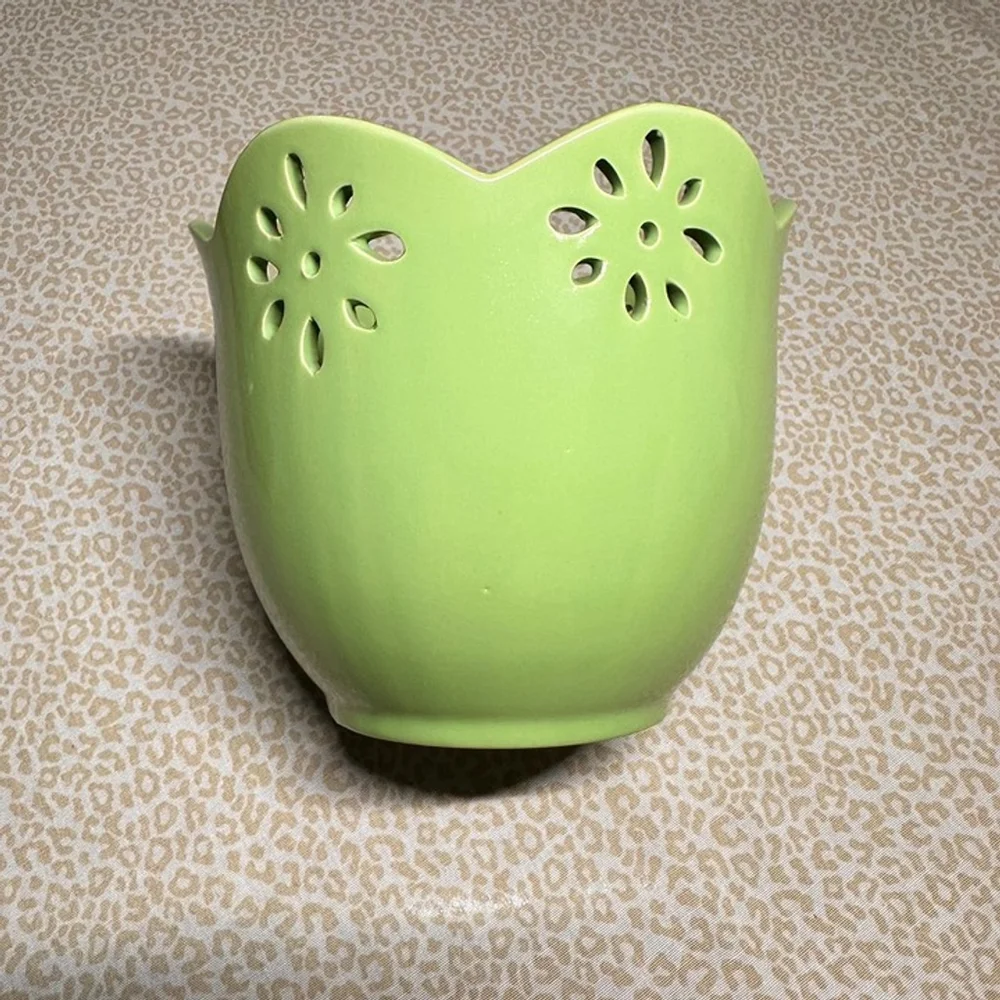 Vintage Decorative Lime Green Ceramic Flower Pot, 5